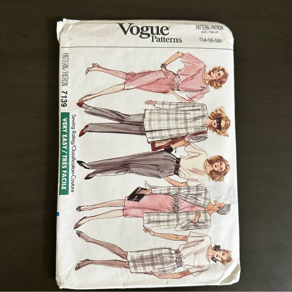 Vintage Sewing Pattern Vogue Patterns Skirt Blouse Suit Jacket Size 14-18 1980s